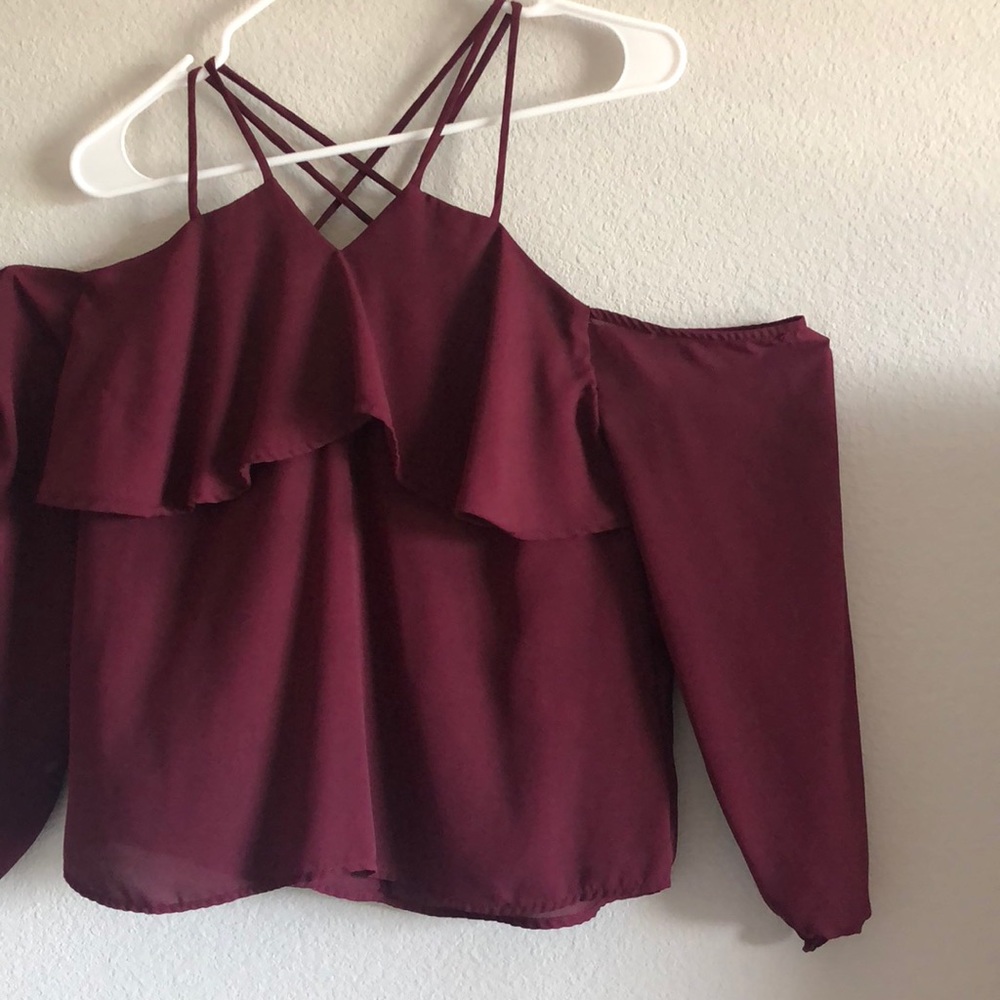 Maroon off the shoulder blouse